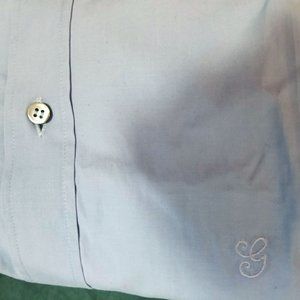 Gucci Suit Shirt Embroidered "G" Logo Sz 17 Blue